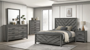 Denver Modern Style 5 Pc King Bedroom Set Made with Wood in Gray
