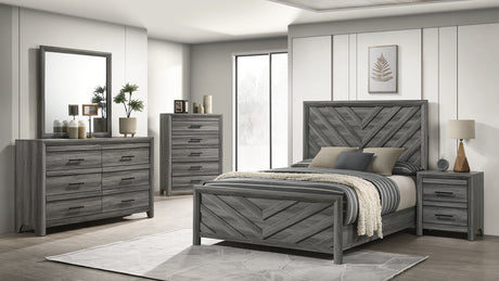 Denver Modern Style 5 Pc King Bedroom Set Made with Wood in Gray