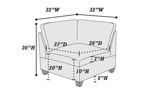 Modular Sectional 6pc Set Living Room Furniture L-Sectional Grey Linen Like Fabric 2x Corner Wedge 2x Armless Chairs and 2x Ottomans - sold by Home Elegance USA