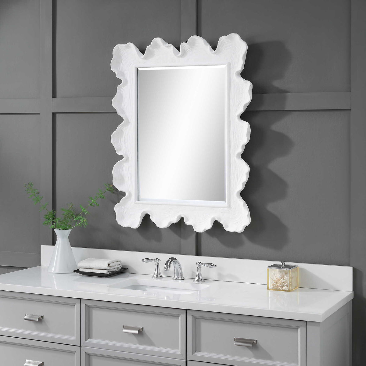 Sea Coral Coastal Mirror - Silver / White by Uttermost - View 3