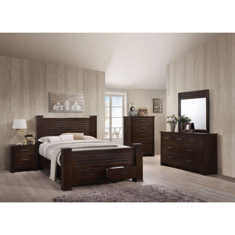 Acme - Panang EK Bed W/Storage 23367EK Mahogany Finish