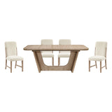 Dining table with four chairs on a white background