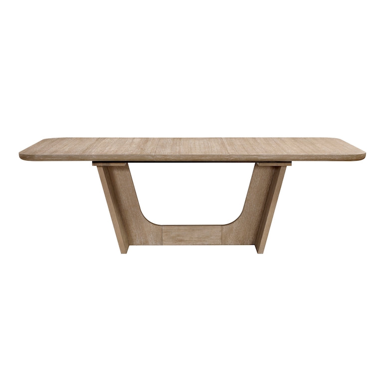Wooden dining table on a white background