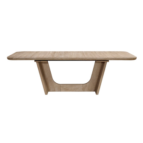 Wooden dining table on a white background