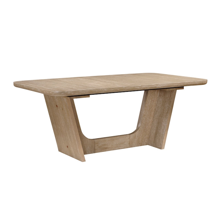 Wooden dining table on a white background