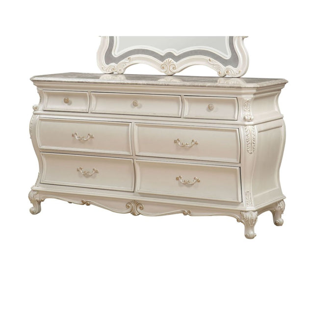 Acme - Chantelle Dresser W/Granite Top 23545 Pearl White Finish