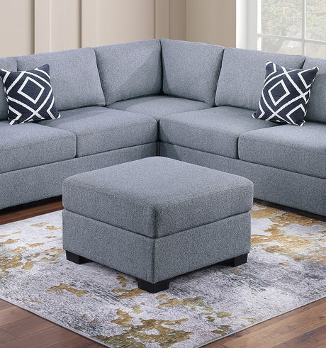 Contemporary Functional Sectional Sofa 4pc Set Gray Boucle Couch Loveseat w Built-in Shelfs Wedge, Ottoman Living Room Furniture L-Shaped Design Couch - sold by Home Elegance USA