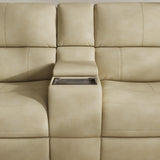Henry Power Reclining Loveseat With Console & Power Headrests & Lumbar - Beige | Flexsteel