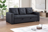 Sectional Sofa Pull out Bed Living Room Couch Black Polyfiber Upholstered Tufted Convertible Sofa