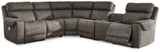 Ashley Gunmetal Hoopster 23703S5 6 - Piece Power Reclining Sectional | Home Elegance USA