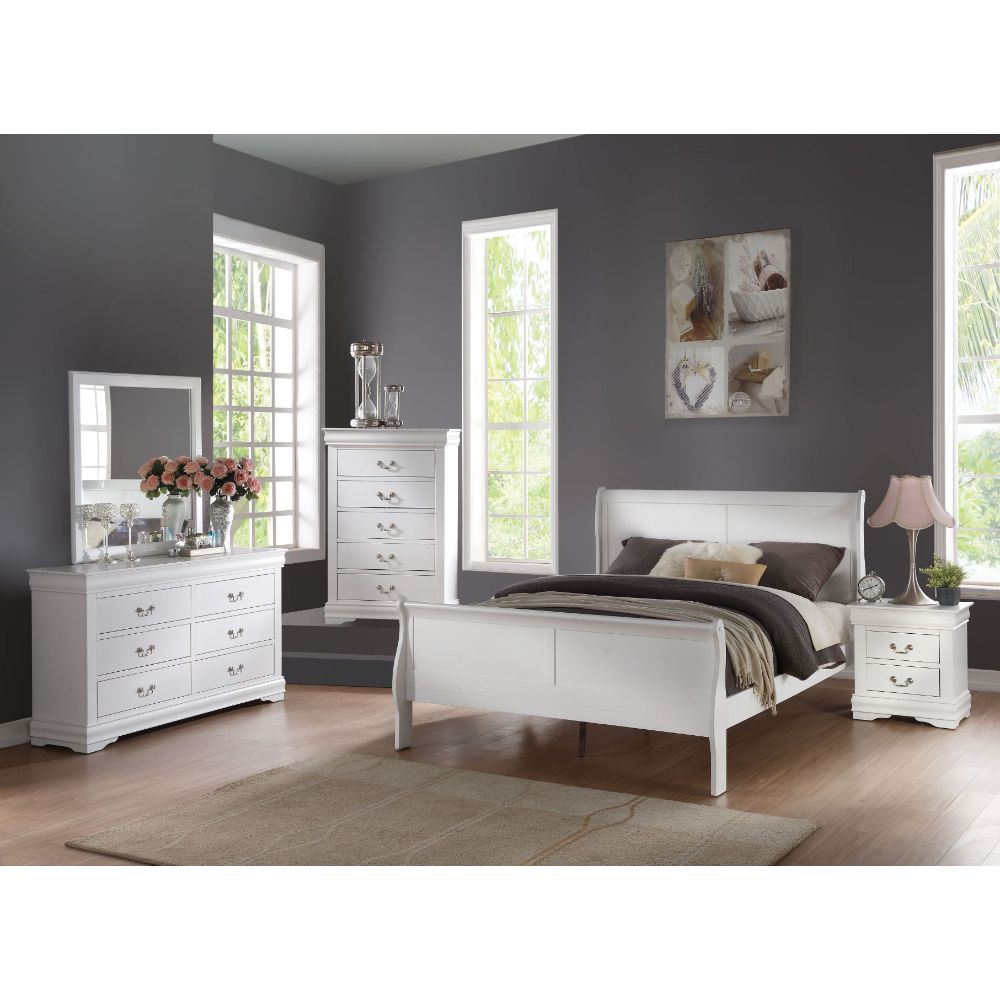 Acme - Louis Philippe EK Bed 23827EK White Finish