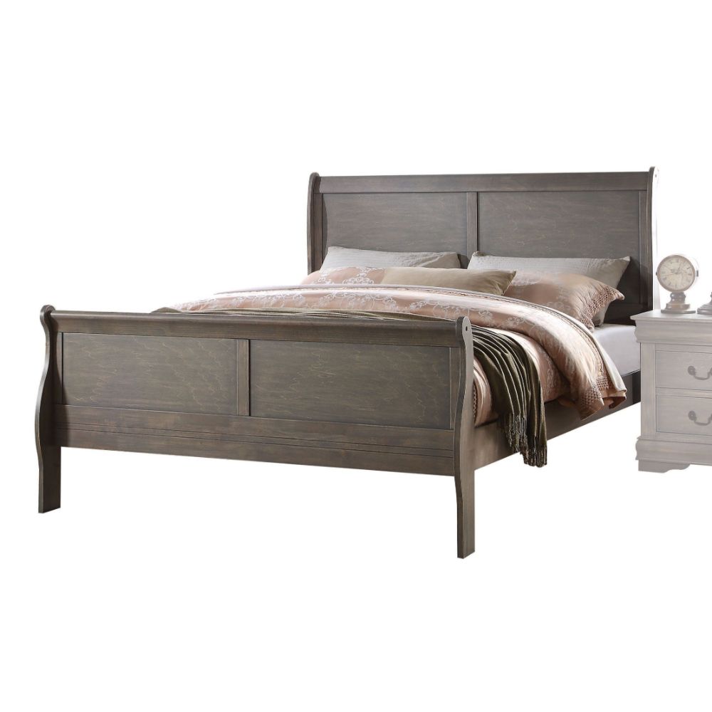 Acme - Louis Philippe EK Bed 23857EK Antique Gray Finish