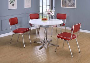 Retro 5 - piece Round Dining Set Glossy White and Red | Coaster | Home Elegance USA