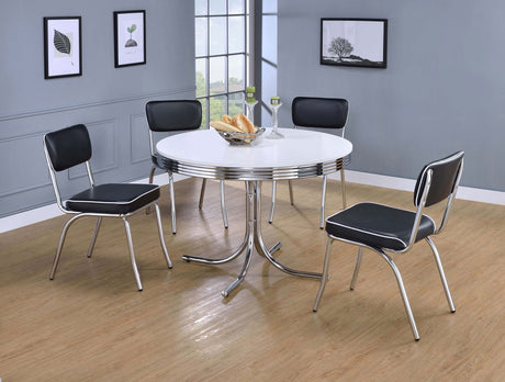 Retro 5 - piece Round Dining Set Glossy White and Black - 2388 - S5 - image - 1