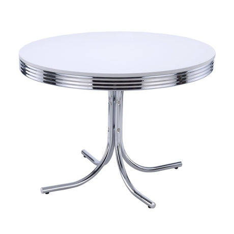 Retro 5 - piece Round Dining Set Glossy White and Black | Coaster | Home Elegance USA