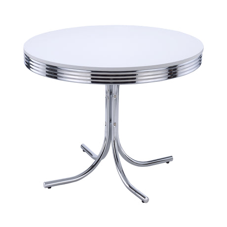 Dining Table - Retro Round Dining Table Glossy White and Chrome