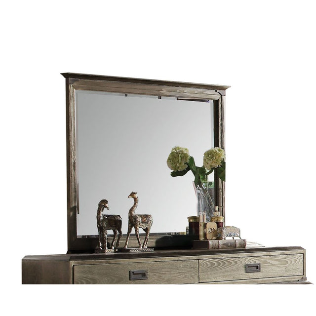 Acme - Athouman Mirror 23924 Weathered Oak Finish