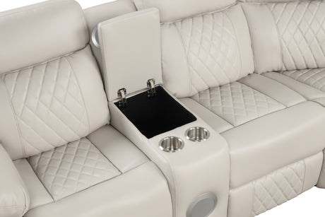 Lacrosse Modern Style power recliner sectional with Bluetooth speaker and LED made with wood & metal in Beige(CA INVENTORY) - sold by Home Elegance USA