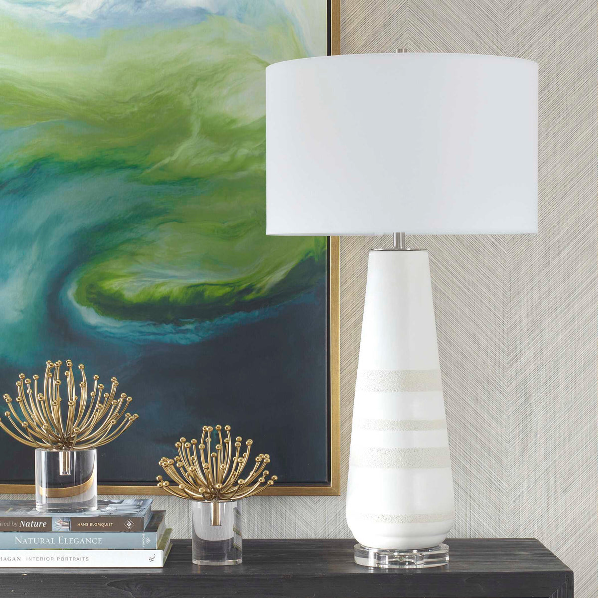 Santino Crackled Ivory Table Lamp - Beige by Uttermost - View 3