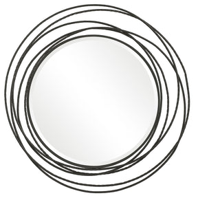 Whirlwind Round Mirror - Black by Uttermost - View 1
