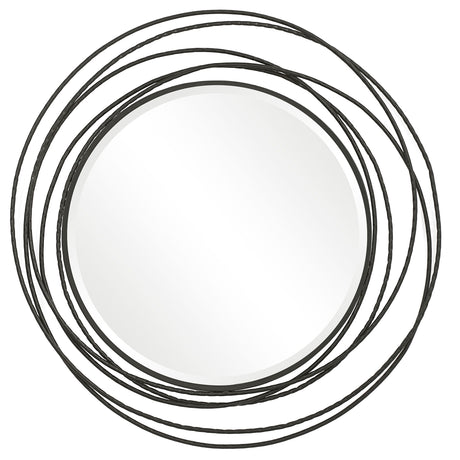 Whirlwind Round Mirror - Black by Uttermost - View 1