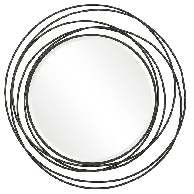 Whirlwind Round Mirror - Black by Uttermost - View 1