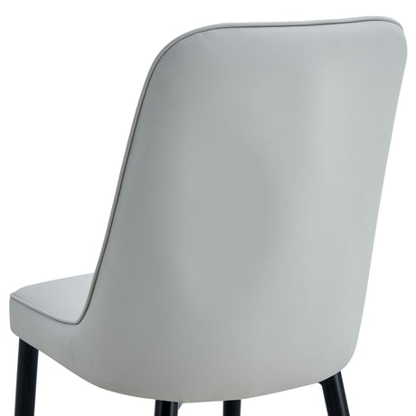 Table and chair set.The table has a glass top with imitation marble pattern stickers and stainless steel golden legs.Paried with 8 Light Gray chairs with PU cushions and black legs.W1151S01546 - sold by Home Elegance USA