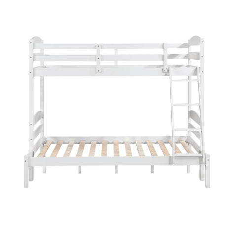Twin over Full Bunk Bed with Guard Rails 1pc Sturdy Wood Frame White Finish Youth Bedroom Furniture - sold by Home Elegance USA