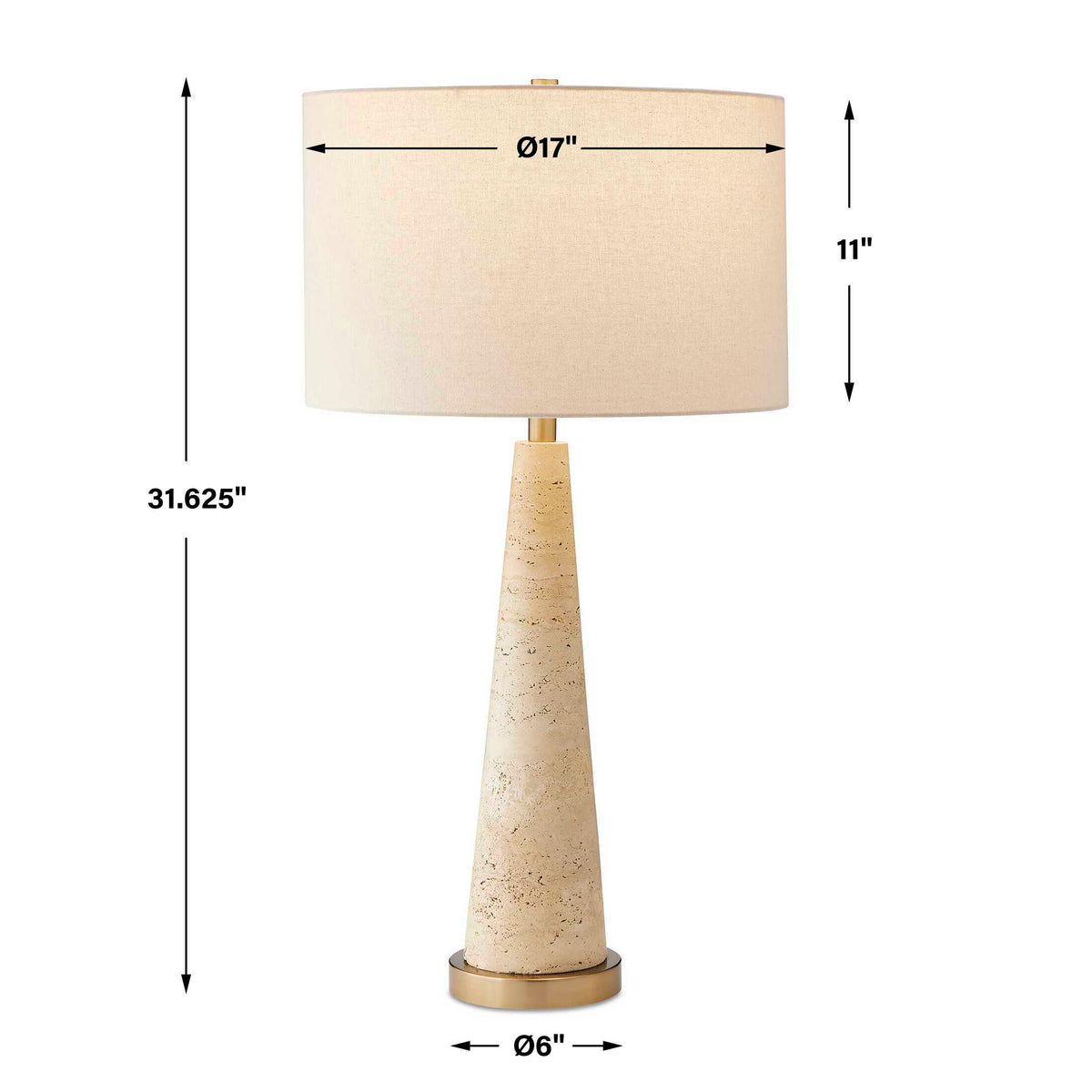 Perkins Travertine Table Lamp - Light Brown by Uttermost - View 7