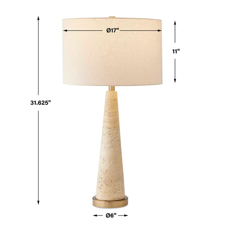 Perkins Travertine Table Lamp - Light Brown by Uttermost - View 7