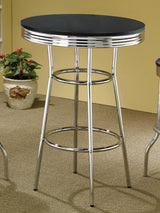 Bar Table - Theodore Round Bar Table Black and Chrome