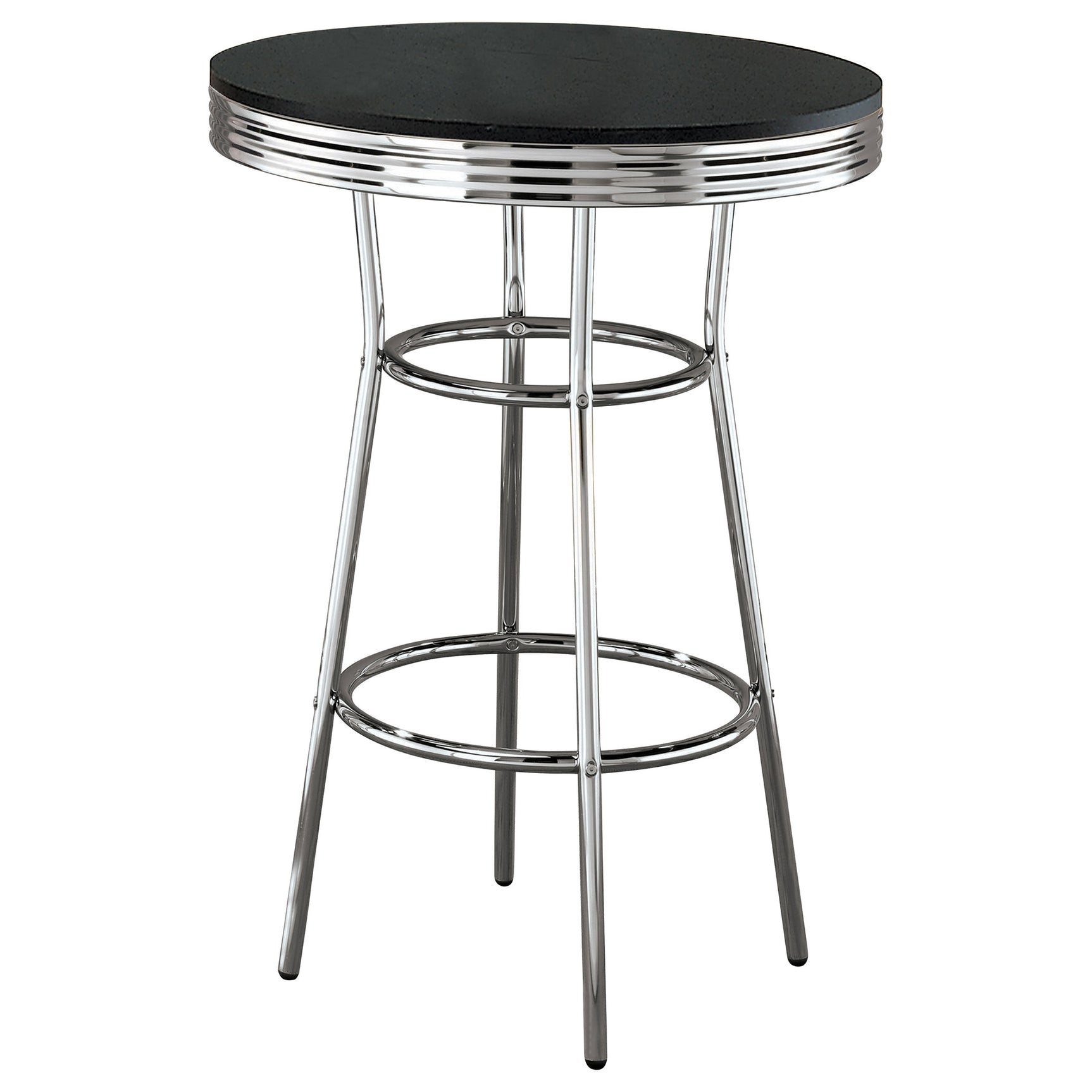 Bar Table - Theodore Round Bar Table Black and Chrome