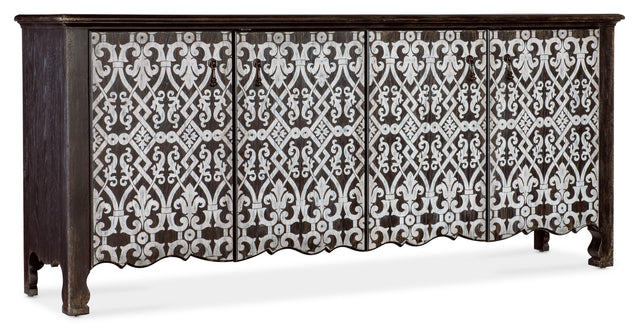 Americana Entertainment Credenza - Dark Brown / White by Hooker Furniture - View 1