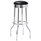 Swivel Bar Stool - Theodore Upholstered Top Bar Stools Black and Chrome (Set of 2)