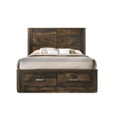 Acme - Elettra Queen Bed W/Storage 24200Q Rustic Walnut Finish