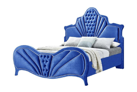 Dante EK Bed 24217EK Blue Velvet | Acme - 24217EK - Home Elegance USA - 1