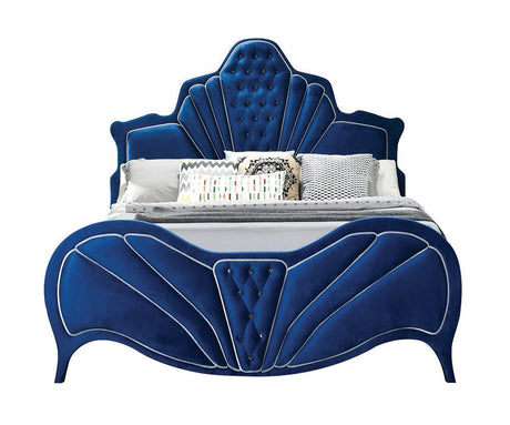 Dante EK Bed 24217EK Blue Velvet | Acme - 24217EK - Home Elegance USA - 2