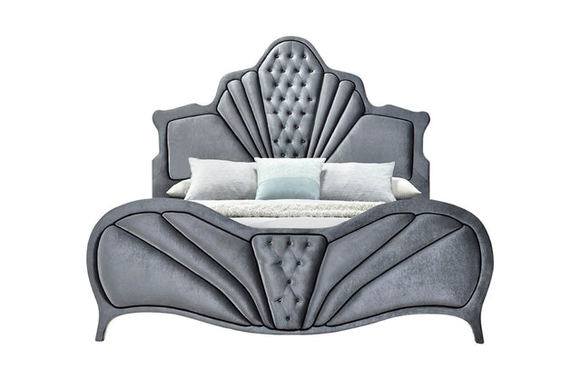 Dante EK Bed 24227EK Gray Velvet | Acme - 24227EK - Home Elegance USA - 1