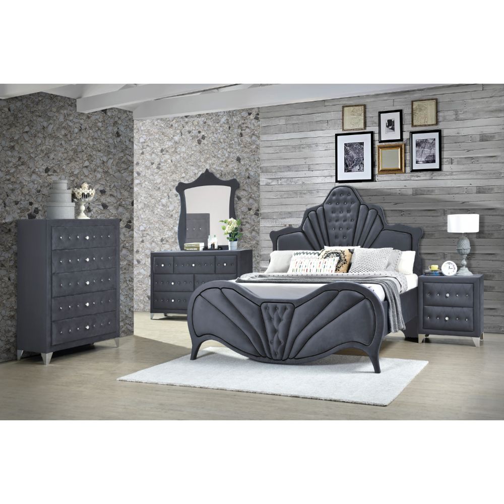 Dante Nightstand 24233 Gray Velvet | Acme - 24233 - Home Elegance USA - 1