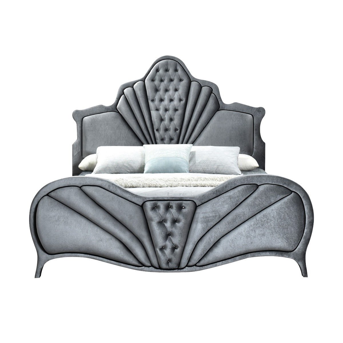 Dante Queen Bed 24230Q Gray Velvet | Acme - 24230Q - Home Elegance USA - 1