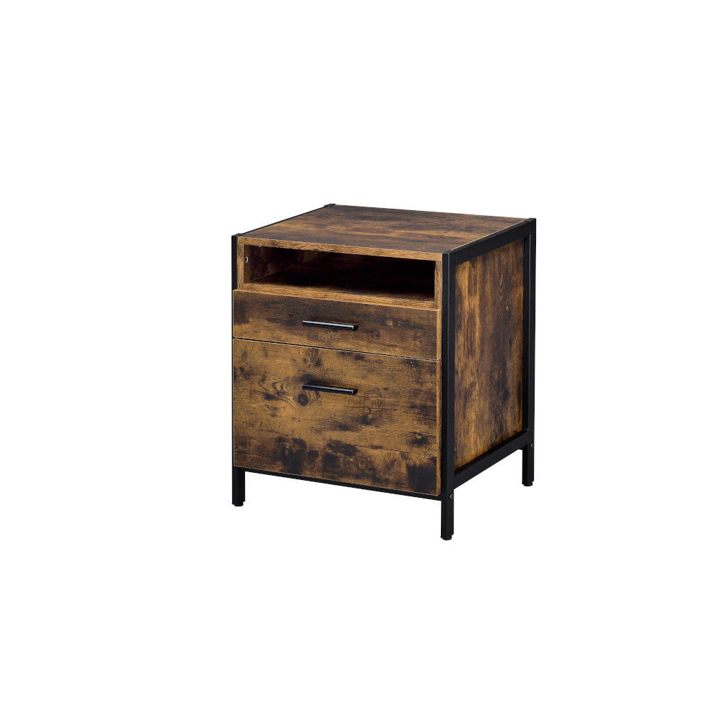 Acme - Juvanth Nightstand 24263 Rustic Oak & Black Finish