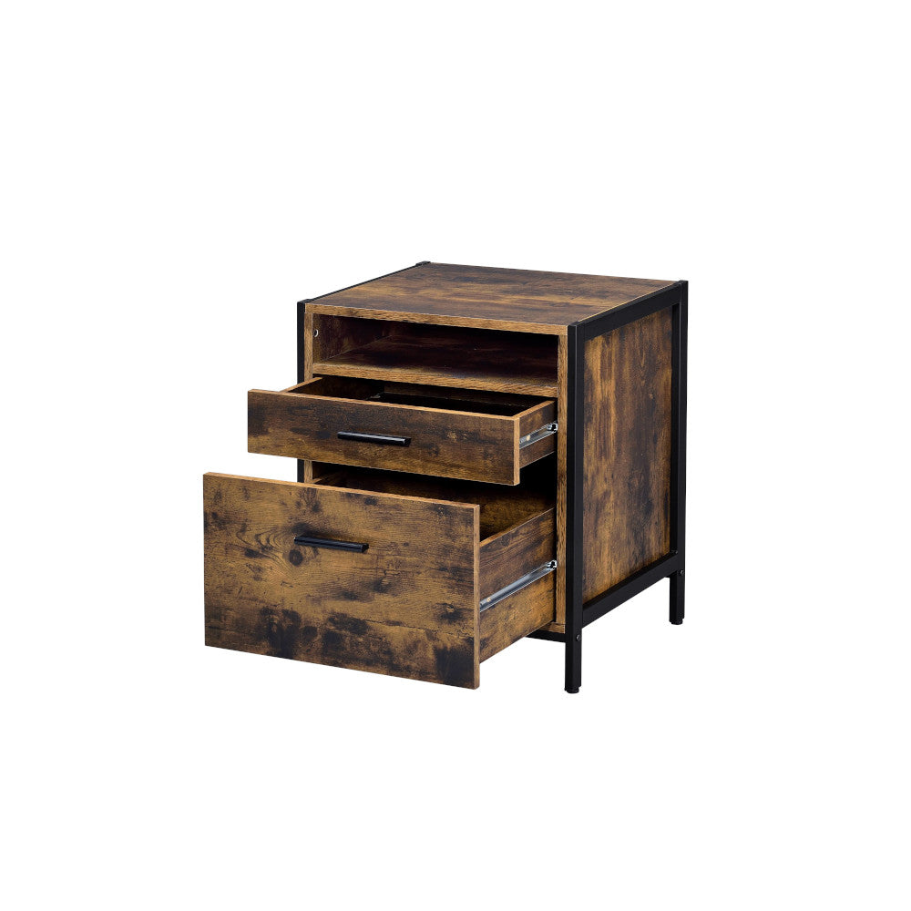 Acme - Juvanth Nightstand 24263 Rustic Oak & Black Finish