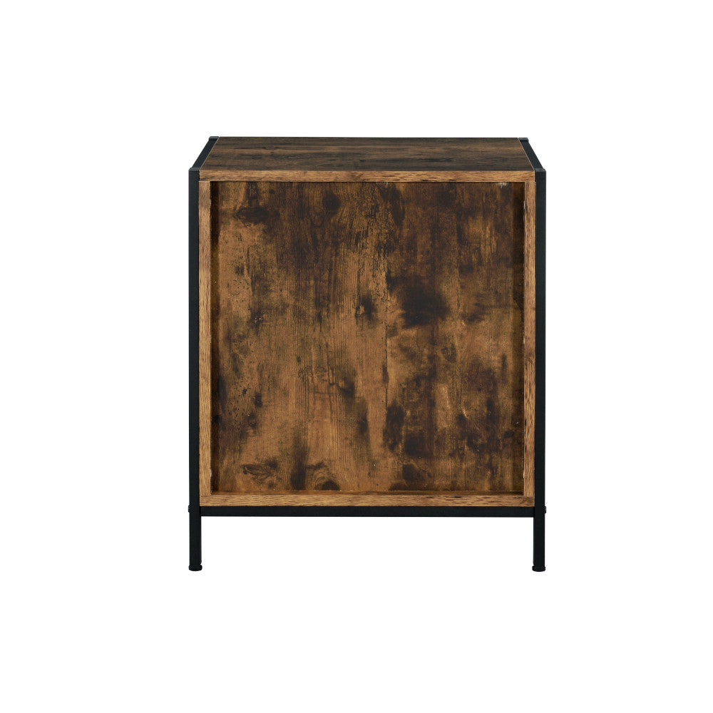 Acme - Juvanth Nightstand 24263 Rustic Oak & Black Finish