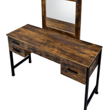 Acme - Juvanth Vanity Desk & Mirror 24267 Rustic Oak & Black Finish