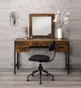 Acme - Juvanth Vanity Desk & Mirror 24267 Rustic Oak & Black Finish