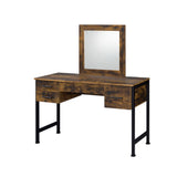 Acme - Juvanth Vanity Desk & Mirror 24267 Rustic Oak & Black Finish