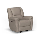 Plush Transitional Leather Power Gliding Recliner With Power Headrest & Lumbar | Flexsteel