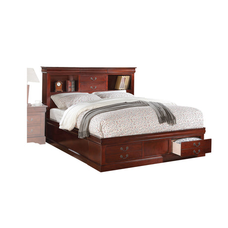 Acme - Louis Philippe III EK Bed W/Storage 24377EK Cherry Finish