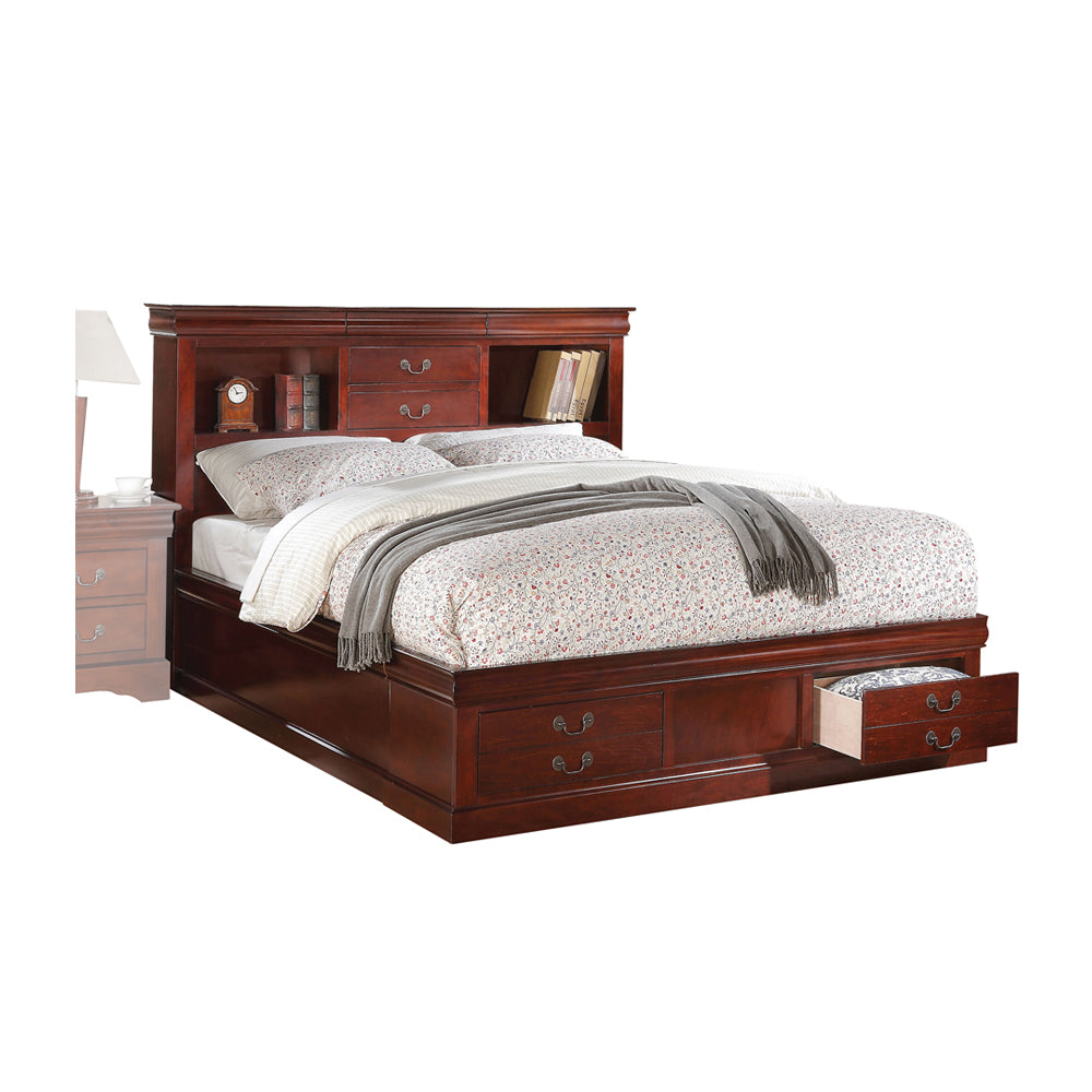 Acme - Louis Philippe III Queen Bed W/Storage 24380Q Cherry Finish