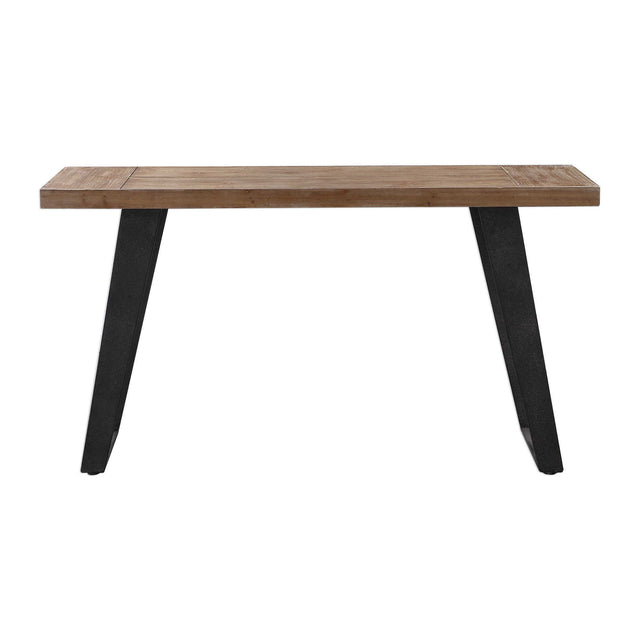 Freddy Weathered Console Table Light Brown & Black - Light Brown / Black by Uttermost - View 1